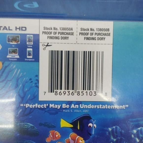 Disney Pixar Finding Dory Blue Ray and DVD - Picture 3 of 5